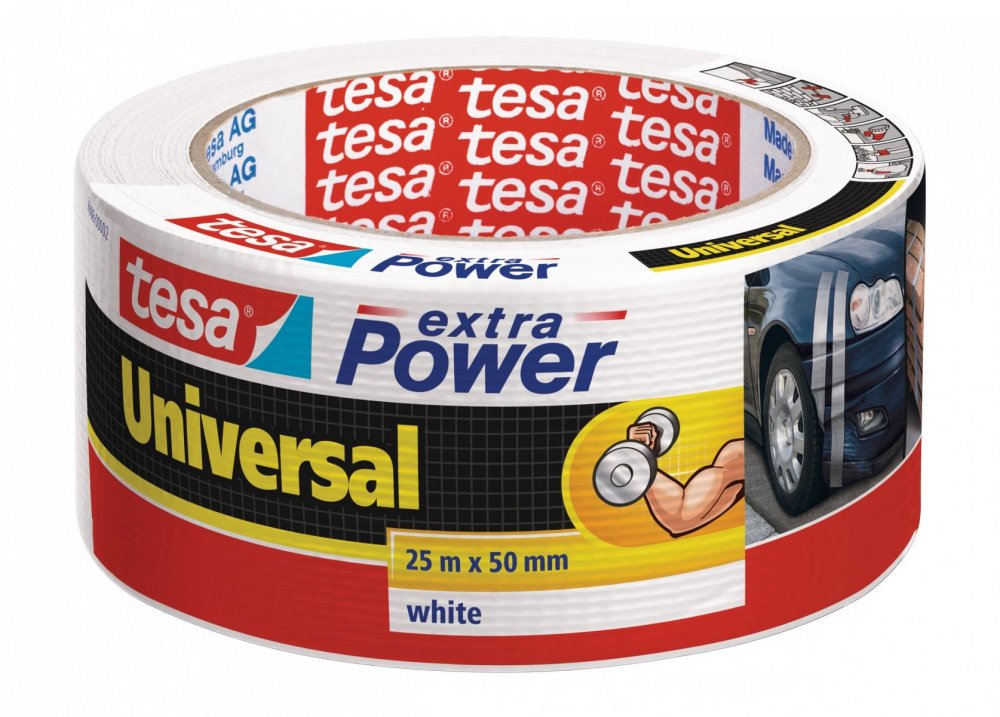 Opravná páska Extra Power Universal, textilní, silně lepivá, bílá, 25m x 55mm