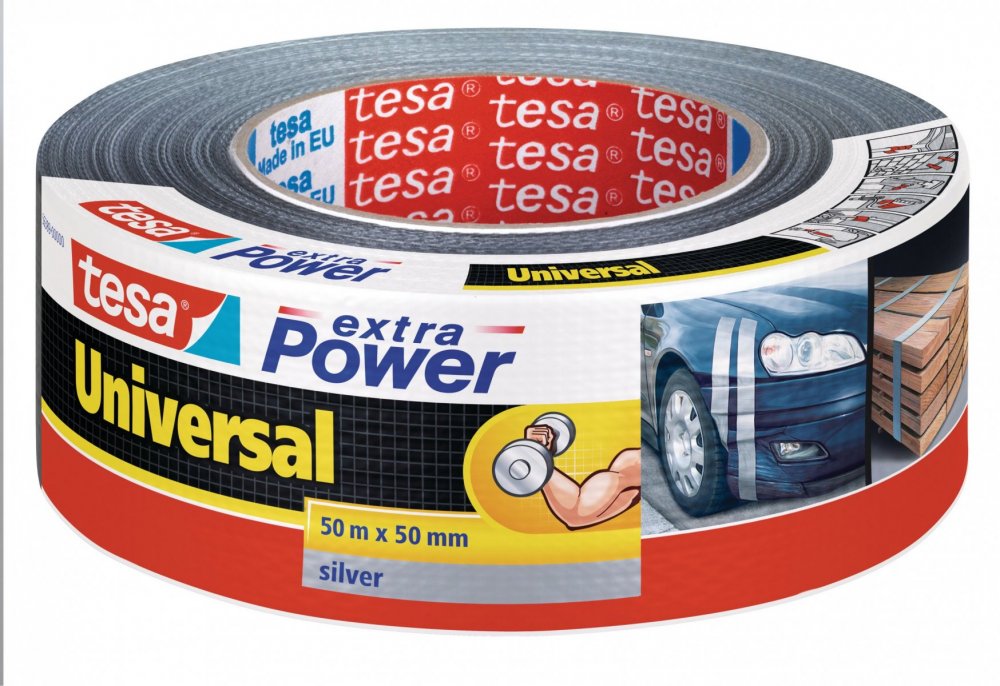 Opravná páska Extra Power Universal, textilní, silně lepivá, stříbrná, 50m x 55mm