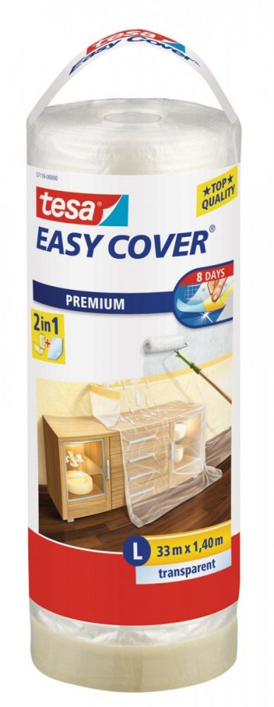 Easy Cover, kombinace fólie a malířské pásky, náplň, průhledná, 33m x 1,4m