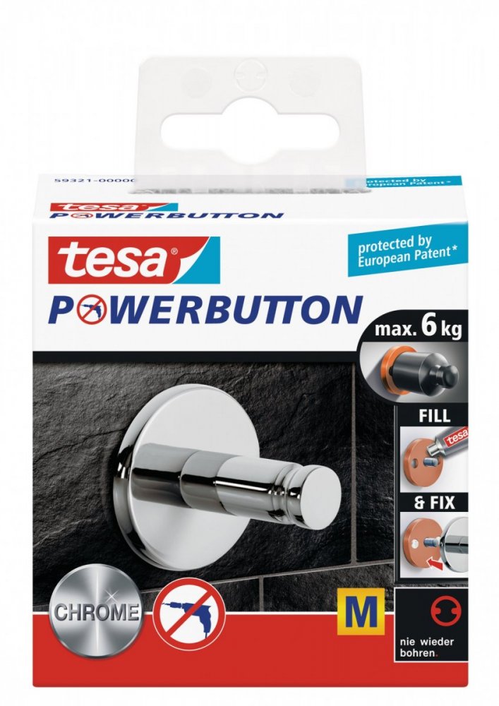 Powerbutton Háčky, UNIVERSAL, lesklý chrom, velikost M, nosnost 6kg