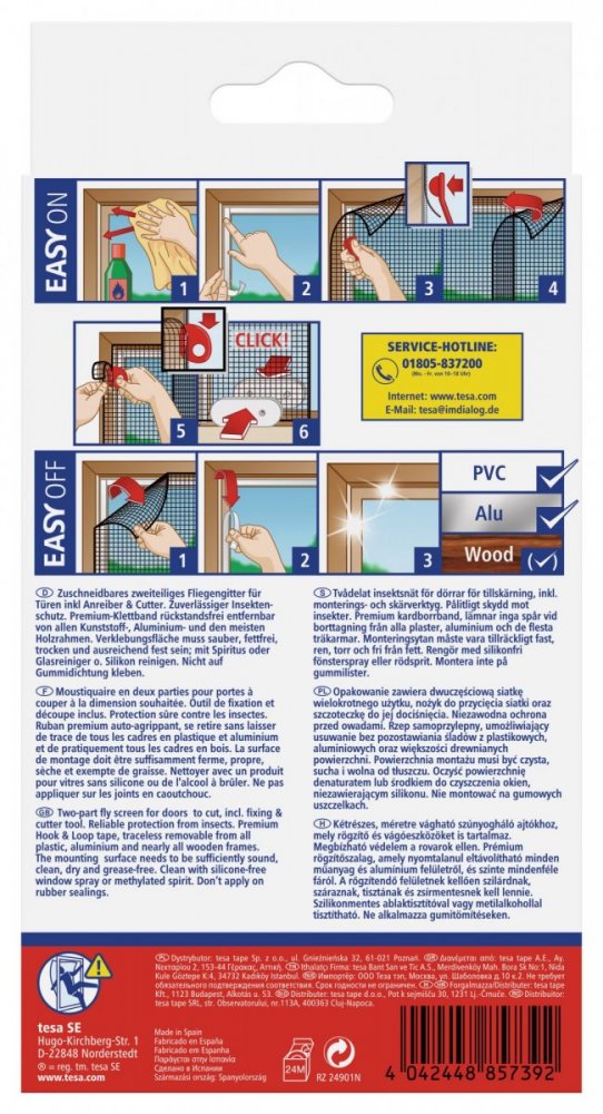 Poškozený obal - Síť proti hmyzu COMFORT, do dveří, bílá, 2x 0,65m x 2,2m