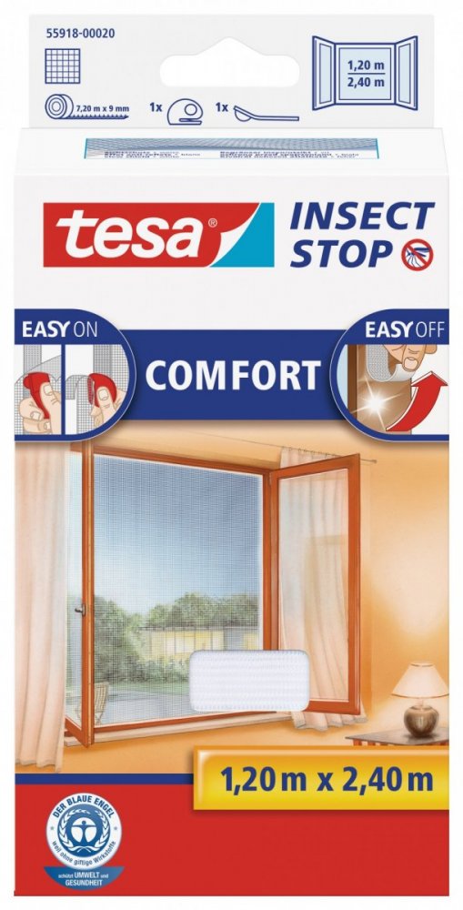 Poškozený obal - Síť proti hmyzu COMFORT, na francouzské okno, bílá, 1,2m x 2,4m