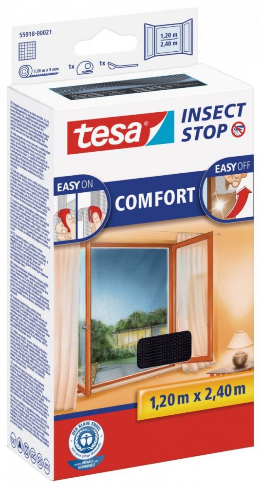 Síť proti hmyzu COMFORT, na francouzské okno, antracitová, 1,2m x 2,4m