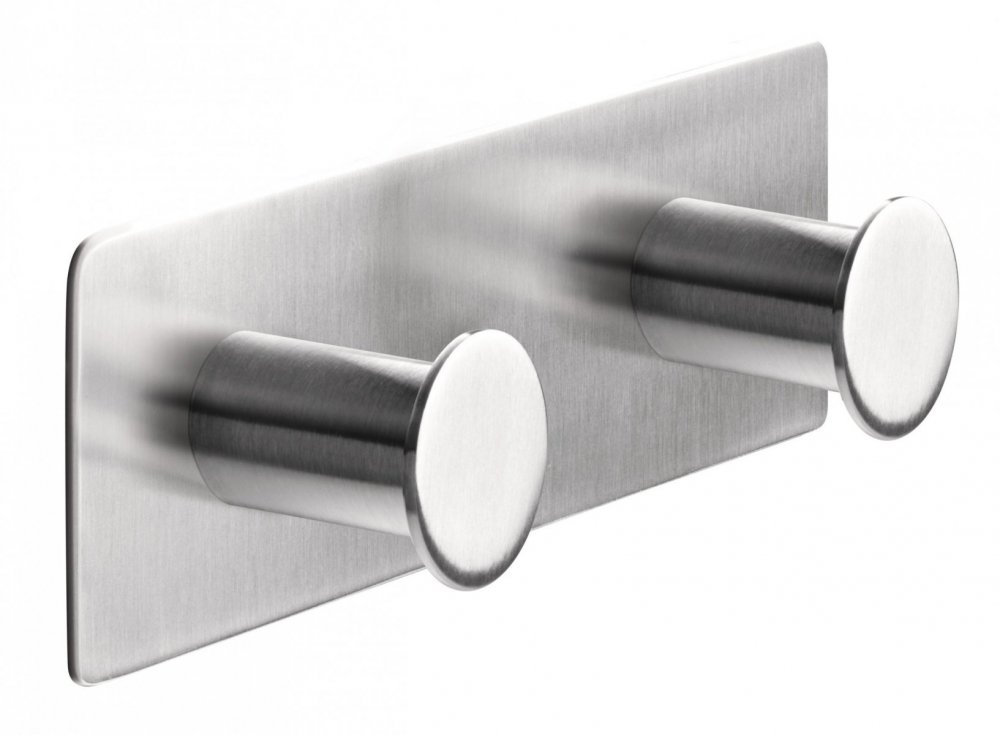 Powerbutton Háčky, CLASSIC dvojháček, matná nerez ocel, obdélníkový, nosnost 12kg
