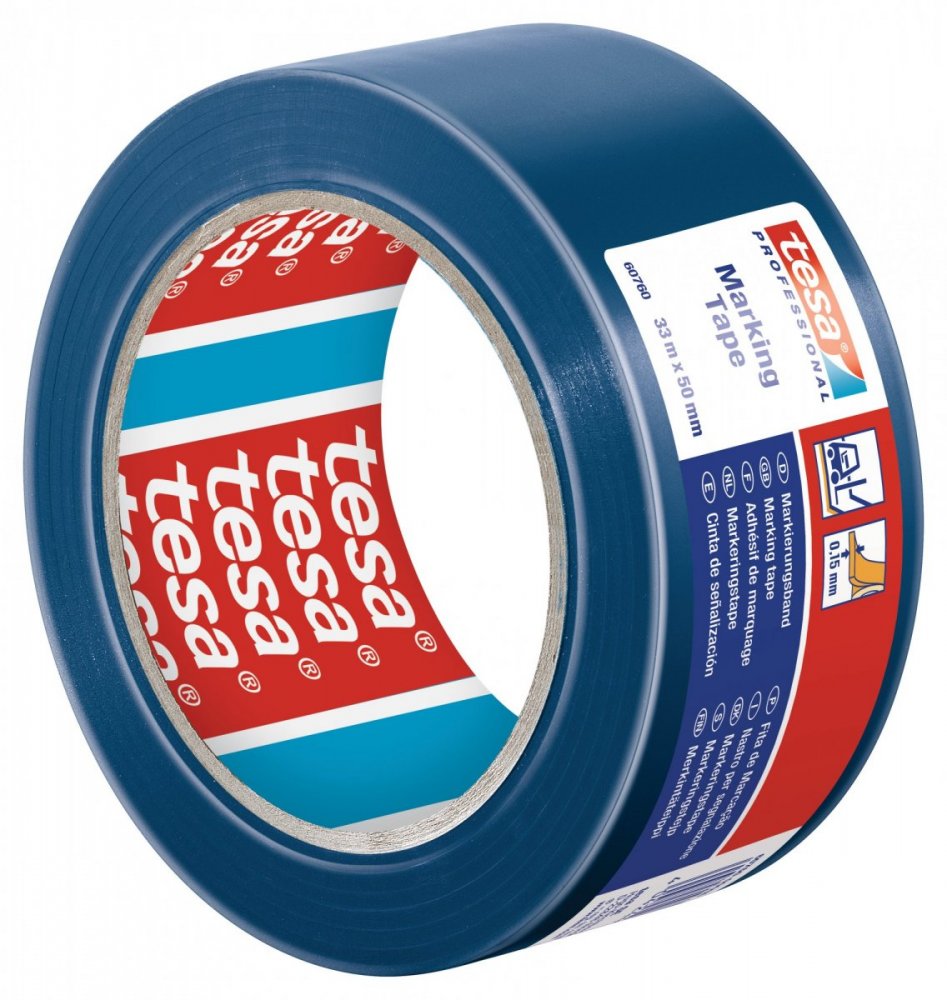 Vyznačovací páska PVC pro trvalé značení, modrá, 33m x 50mm