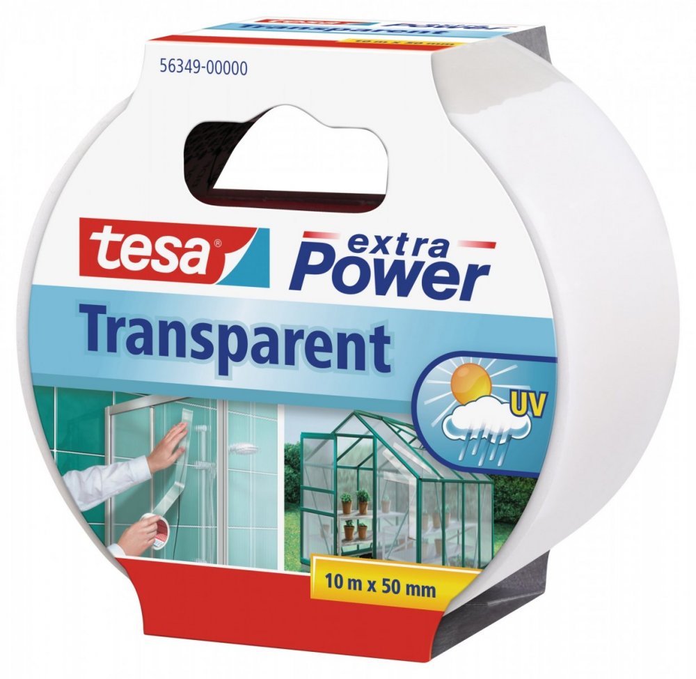 Opravná páska Extra Power Transparent, průhledná, silně lepivá, 10m x 50mm