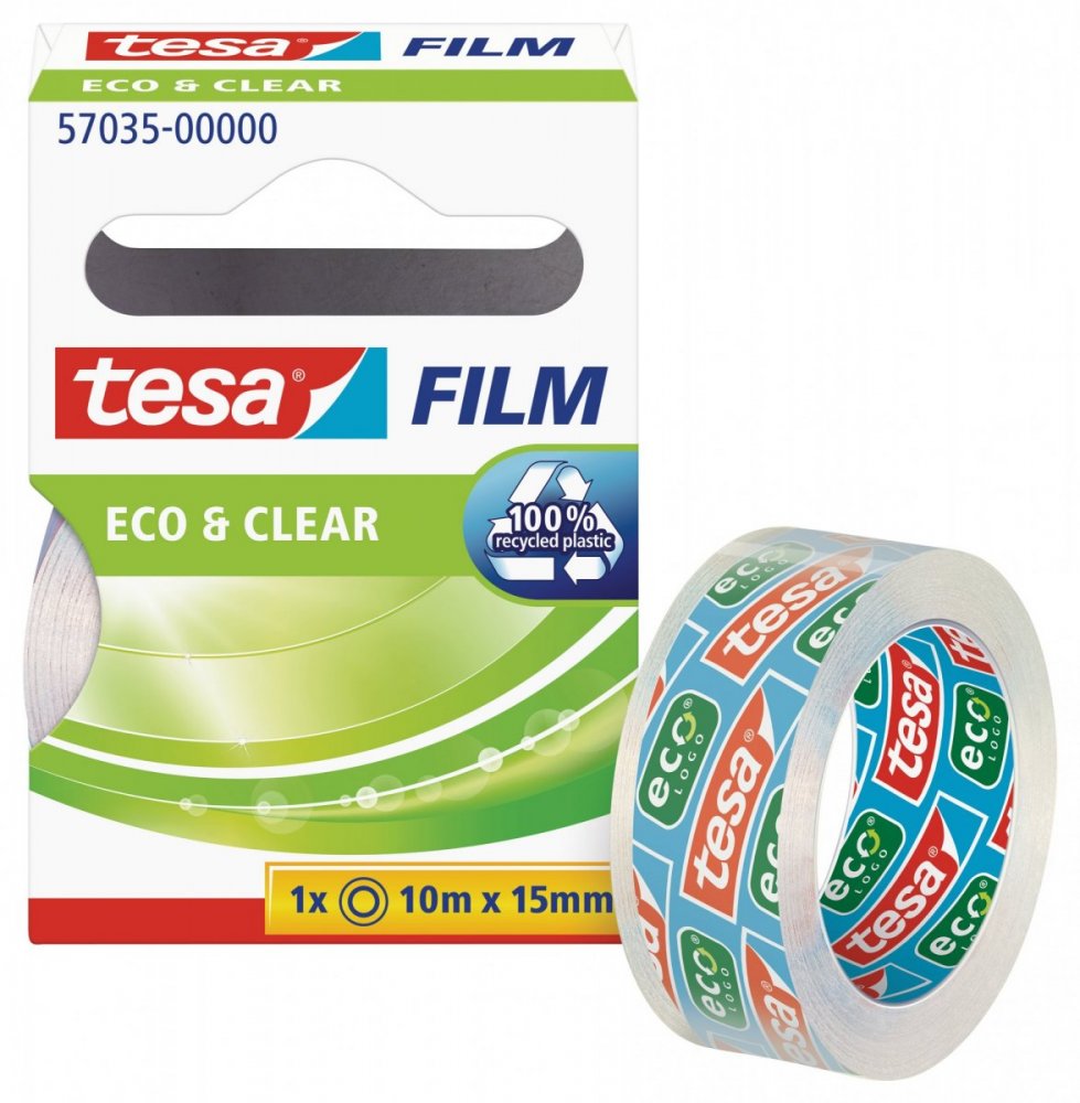 Eco&Clear, čirá ekologická kancelářská páska, 10m x 15mm