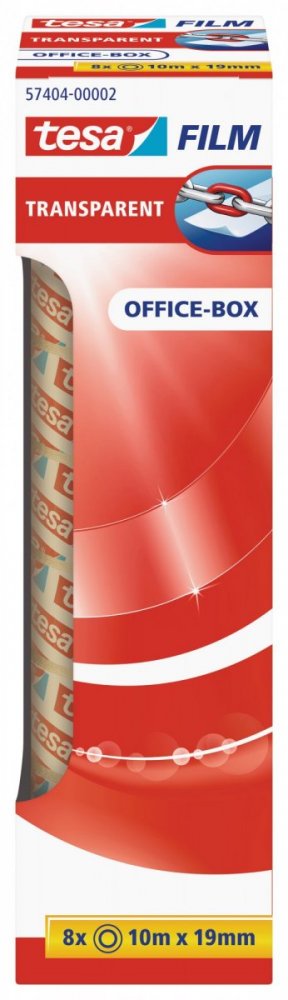 Kancelářská páska TRANSPARENT, kancelářské komínkové balení, 8ks 10m x 19mm