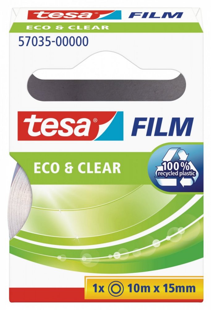 Eco&Clear, čirá ekologická kancelářská páska, 10m x 15mm