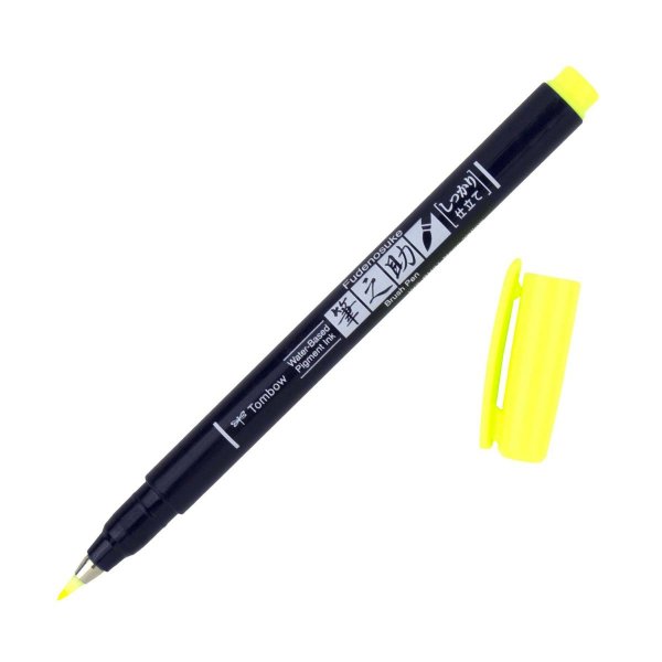 Tombow Fudenosuke BRUSH PEN – WS-BH – tvrdosť 1, neon yellow