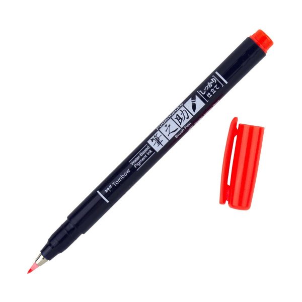 Tombow Fudenosuke BRUSH PEN – WS-BH – tvrdosť 1, neon red