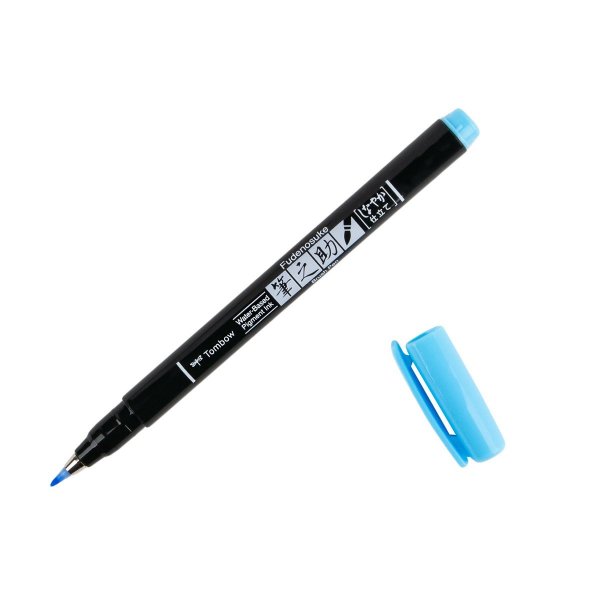 Tombow Brush Pen Fudenosuke pastel na čierny papier, light blue