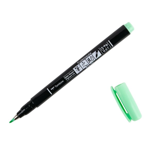 Tombow Brush Pen Fudenosuke pastel na čierny papier, light green