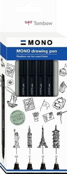 Tombow Sada Fine 4ks pier na kreslenie MONO drawing pen