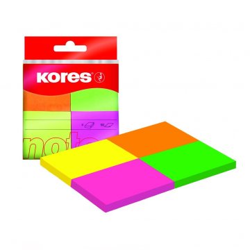Neónové bločky Kores Multicolour v 4 farbách 40x50 mm / 200 lístkov