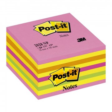 Kocka samolepiaca Post-it 76x76/450l neon ružová