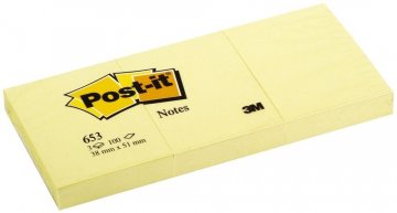 Bloček samolepiaci Post-it  51x38 3x100 listov, žltý