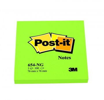 3M Post-it samolepicí  bloček 654NG , velikost 76x76 mm,  6x 1 bloček 100 lístků