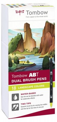 Tombow Sada obojstranných fixiek ABT DUAL BRUSH PEN – Landscape colours, 18 ks