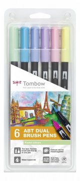 Tombow Sada obojstranných fixiek ABT DUAL BRUSH PEN – Pastels, 6 ks