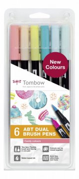 Tombow Sada obojstranných fixiek ABT DUAL BRUSH PEN – Candy colours, 6 ks