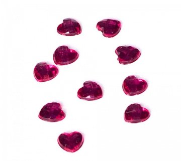 Dekorační diamanty – srdce – růžová 10ks