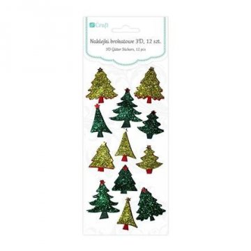 Brokátové 3D samolepky – vánoční stromeček, 12 ks