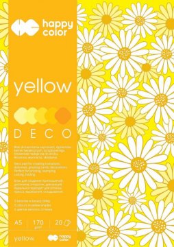 Blok Deco Yellow A5, 170g, 20 listov, 5 farieb – žlté odtiene