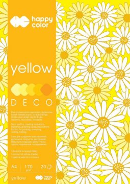 Blok Deco Yellow A4, 170g, 20 listov, 5 farieb – žlté odtiene