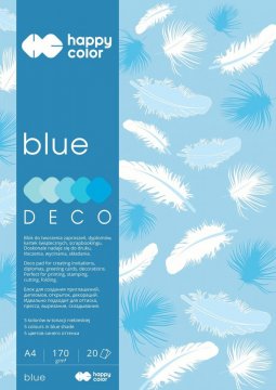 Blok Deco Blue A4, 170g, 20 listov, 5 farieb – modré odtiene
