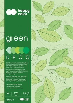 Blok Deco Green A4, 170g, 20 listov, 5 farieb – zelené odtiene