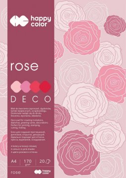 Blok Deco Rose A4, 170g, 20 listov, 4 farby – ružovo-červené odtiene