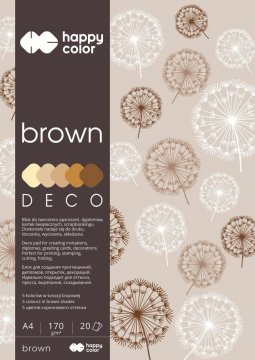 Blok Deco Brown A4, 170g, 20 listov, 5 farieb – hnedé odtiene