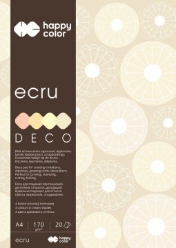 Blok Deco Ecru A4, 170g, 20 listov, 4 farby – odtiene ecru