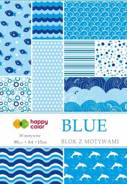 Blok so vzorovanými papiermi BLUE, 80g/m2, A4, 15 listov, 30 vzorov