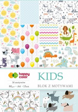 Blok so vzorovanými papiermi KIDS, 80g/m2, A4, 15 listov, 30 vzorov