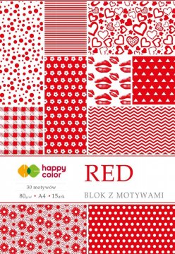 Blok so vzorovanými papiermi RED, 80g/m2, A4, 15 listov, 30 vzorov