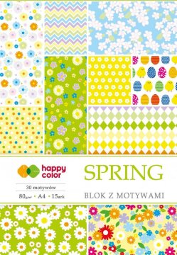 Blok so vzorovanými papiermi SPRING, 80g/m2, A4, 15 listov, 30 vzorov