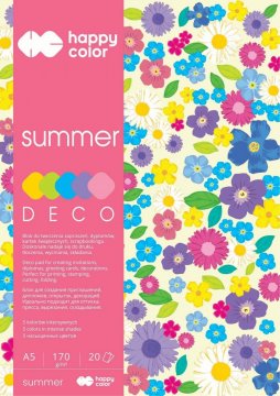 Blok Deco Summer A5, 170g, 20 listov, 5 farieb