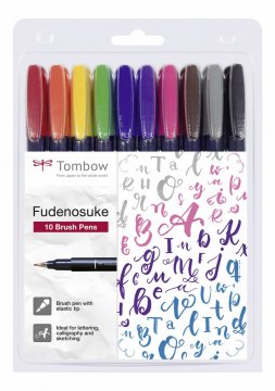 Tombow Fudenosuke BRUSH PEN – WS-BH – tvrdosť 1, sada 10 ks