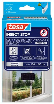 Otevírací síť na suchý zip proti hmyzu, antracitová, 1,3m x 1,5m