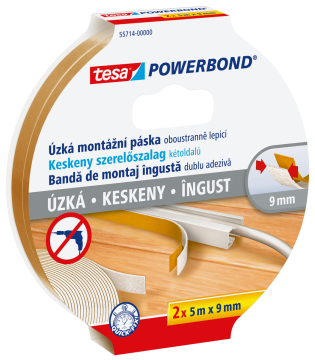 Úzká montážní páska Powerbond Slim - pěnová, 2ks v balení, 5m:9 mm