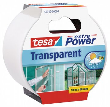 Opravná páska Extra Power Transparent, průhledná, silně lepivá, 10m x 50mm