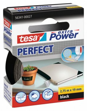 Opravná páska Extra Power Perfect, textilní, odolná, černá, 2,75m x 19mm